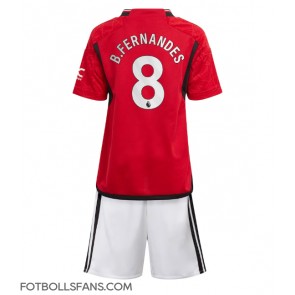 Manchester United Bruno Fernandes #8 Replika Hemmatröja Barn 2023-24 Kortärmad (+ Korta byxor)